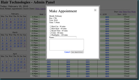 Online website appointment software